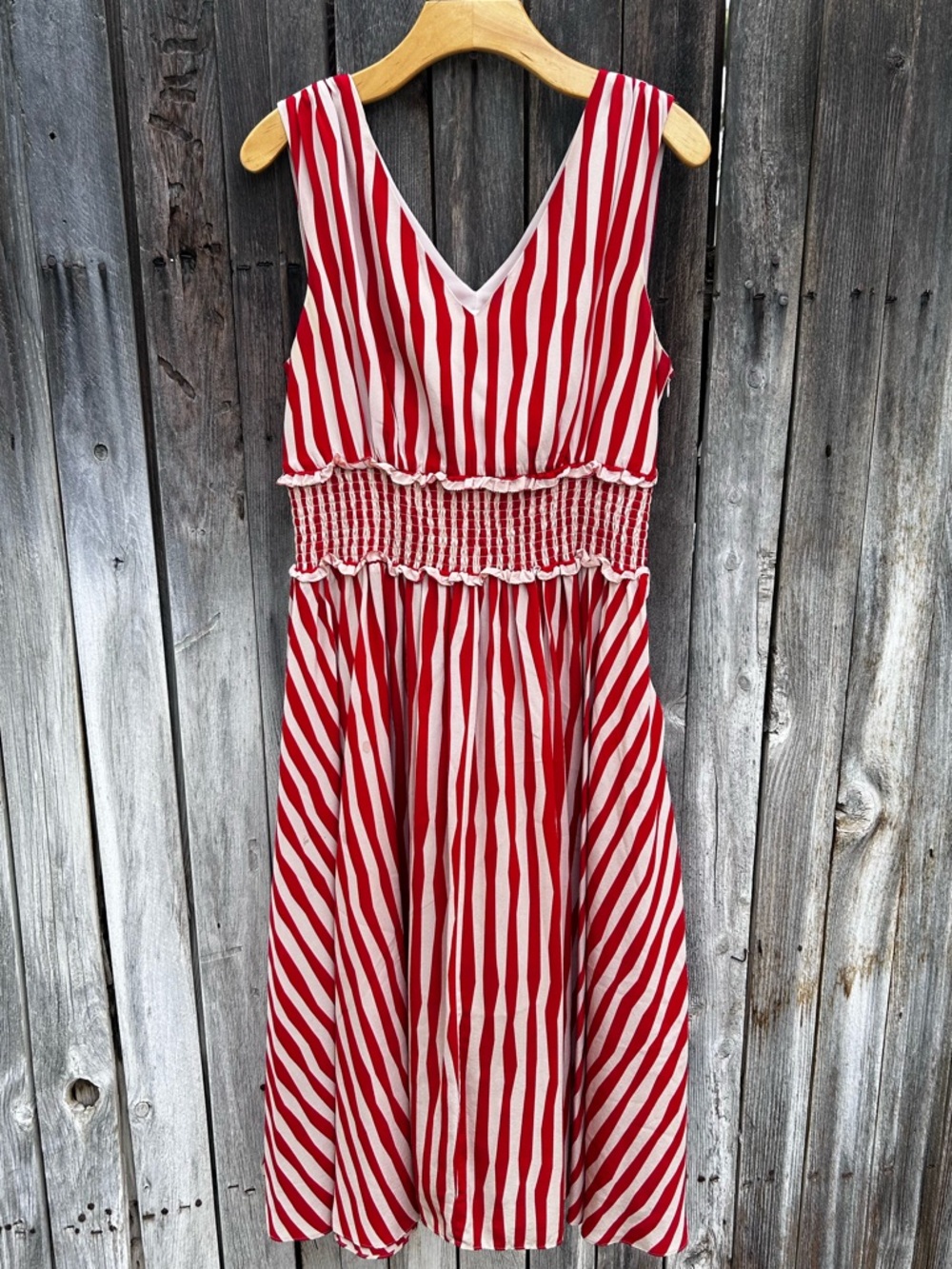 LK Bennett Ambery Sleeveless Midi Dress Silk Poppy Red Stripe 12